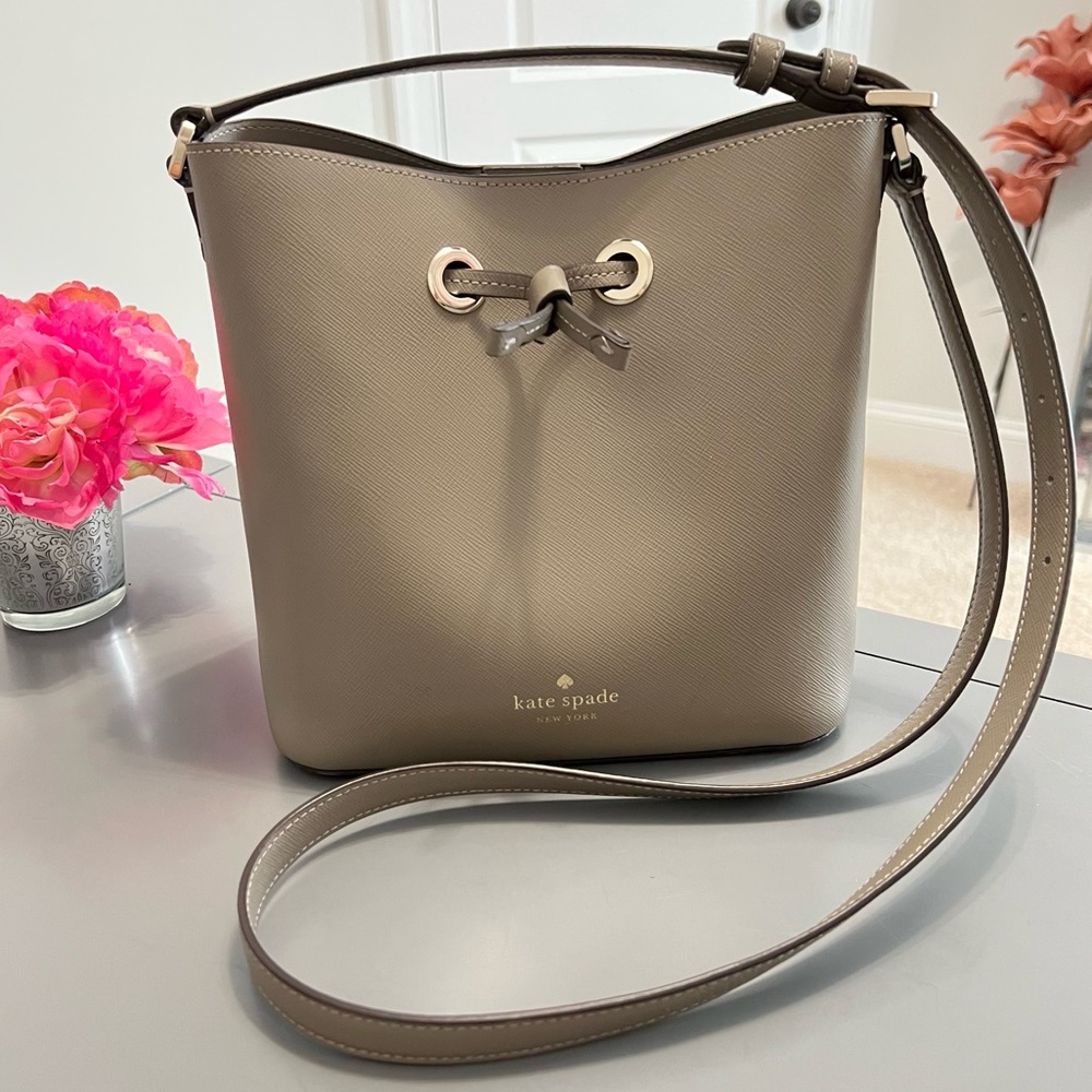 Kate Spade Gray Leather Sadie Bucket Bag